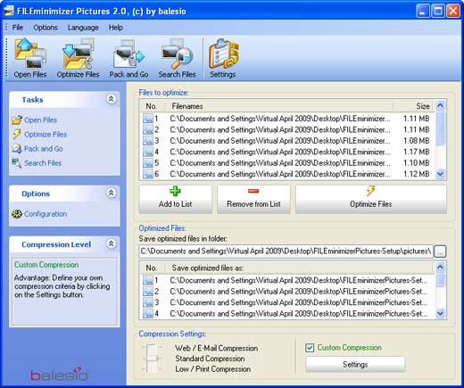 Files to be optimized