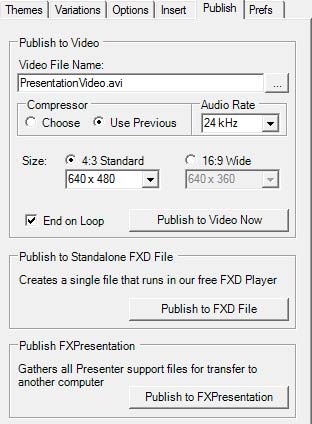 Publish Tab