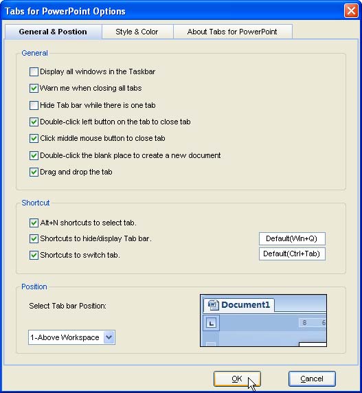 Tabs for PowerPoint Options