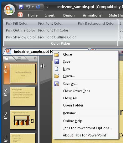 Tab menu