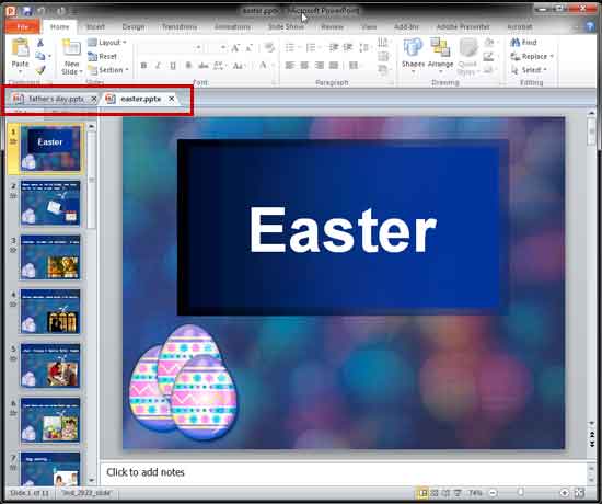 Multiple presentations opened 