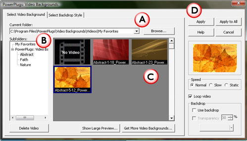 PowerPlugs: Video Backgrounds Interface