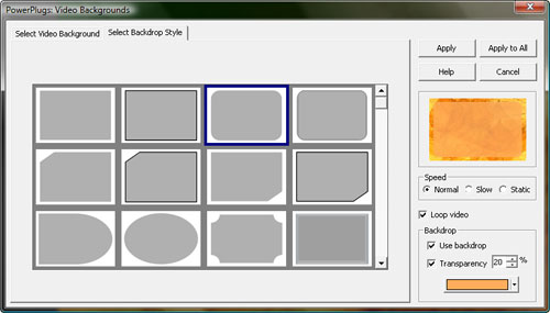 Select Backdrop Style