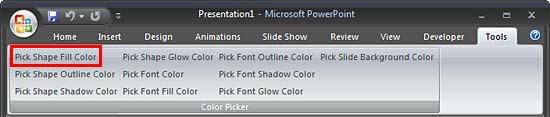 Color Picker group within Tools tab of the Ribbon
