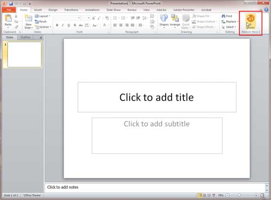 Ribbon Hero 2 group within PowerPoint 2010 