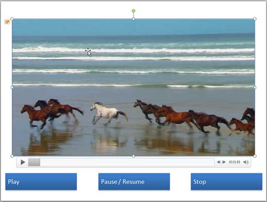 Slide with a movie clip and shapes used as navigation buttons