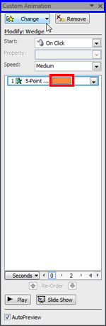 Custom Animation task pane in Advanced Timeline mode 