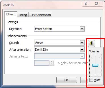Volume slider