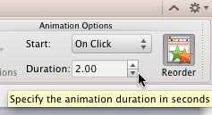 Duration box showing changed Speed