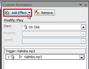 Add Effect button within the Custom Animation task pane