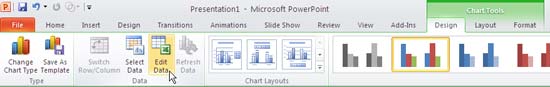 Edit data option in PowerPoint