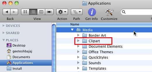 The Clipart folder