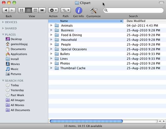 All the Clipart asset folders