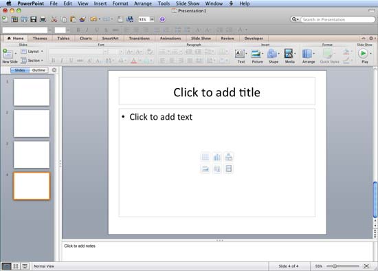 New slides inserted to the presentation  in PowerPoint 2010