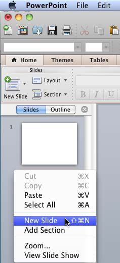 New Slide option 
