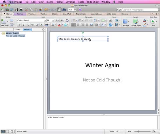 Outline pane in PowerPoint