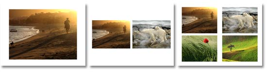 1, 2, and 4 photos per slide show over the slide background