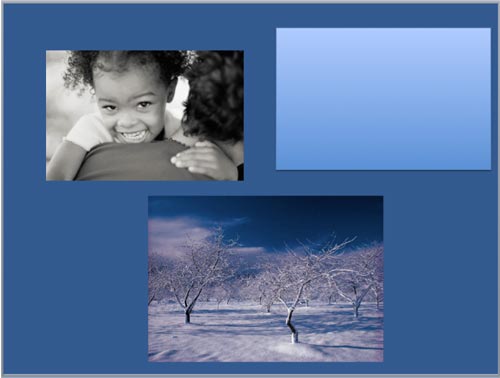 Pictures and Rectangle placed on the slide