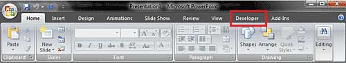 Developer tab visible on the Ribbon
