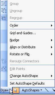 Access AutoShapes from the Drawing toolbar