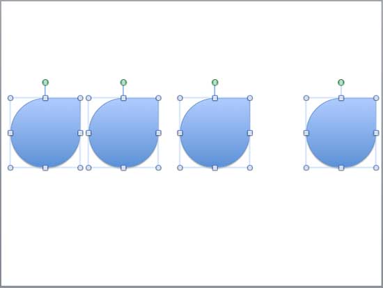 Shapes selected for horizontal distribution