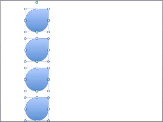 Shapes distributed vertically showing equal distance between each other