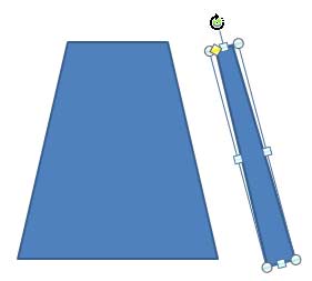 Trapezoid being rotated to form the side portion of the bag 