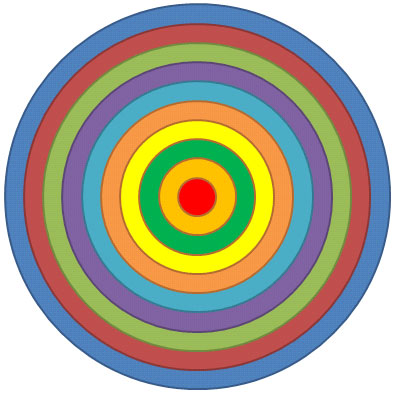 Target created using multiple circle shapes in PowerPoint 2010