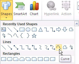 Curve selected in PowerPoint 2010