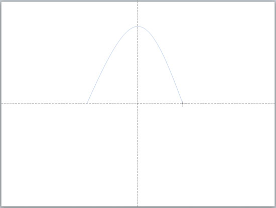 Place the cursor on the horizontal guide to create the end point of your parabola 