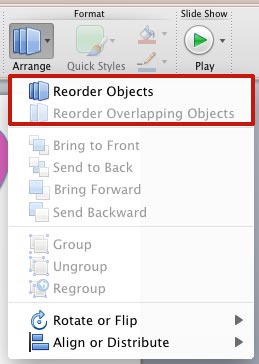 Reorder options within the Arrange gallery