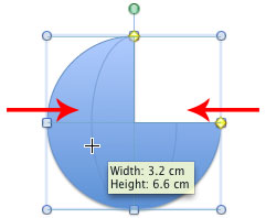 Hold the Alt (Option) key to flip the shape propostionatly