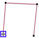 Cursor placed on the opening point of the shape