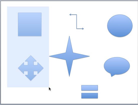 Drawn marquee over the shapes to select them