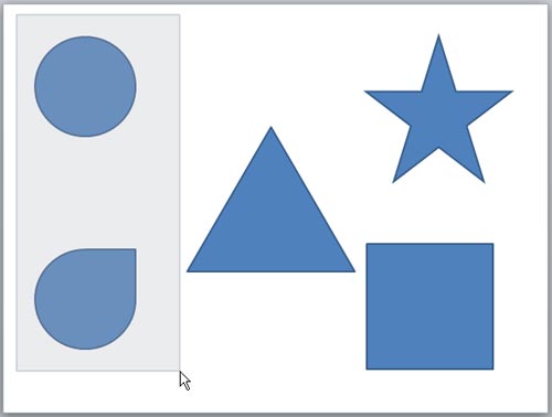 Drawn marquee over the shapes to select them