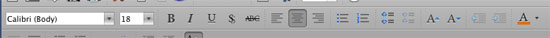 Text editing options within Formatting Toolbar 