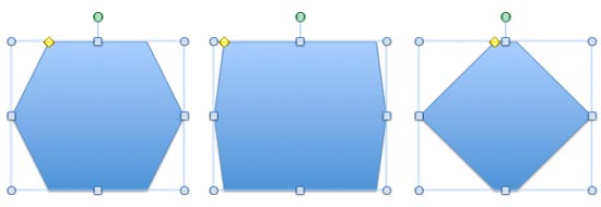 A Hexagone is almost changed to rectangle and diamond