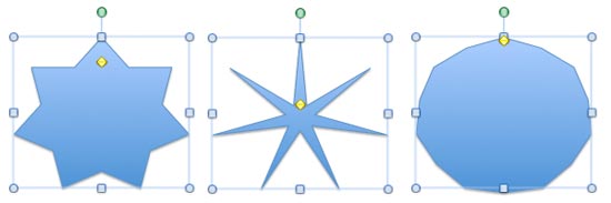 A 7 pointed star is changed into various shapes