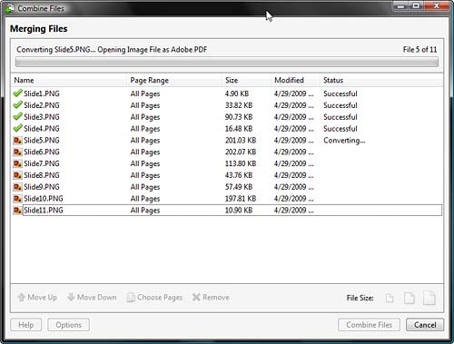 Files merging process