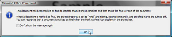 Confirmation of marked as final