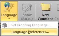 Language button drop-down menu