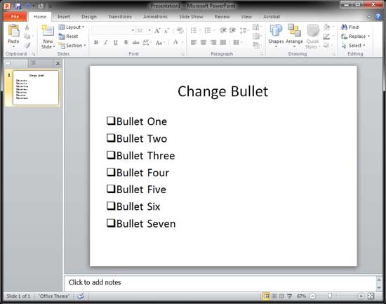 Bullet style changed