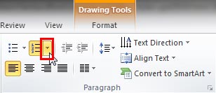 The Numbering button in the Home tab of the Ribbon