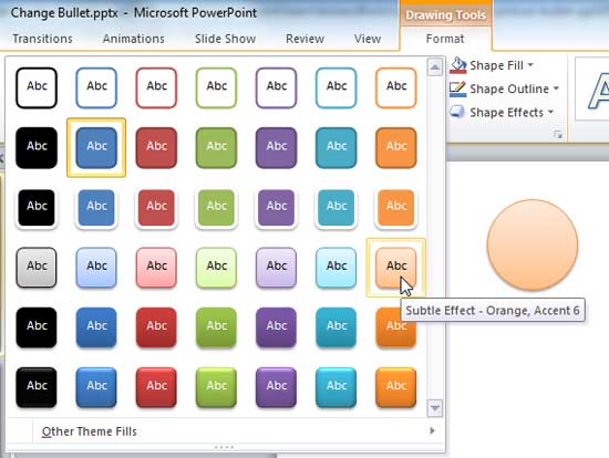 Shape Styles drop-down gallery