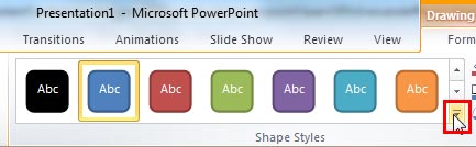 Shape Styles within Drawing Tools Format tab