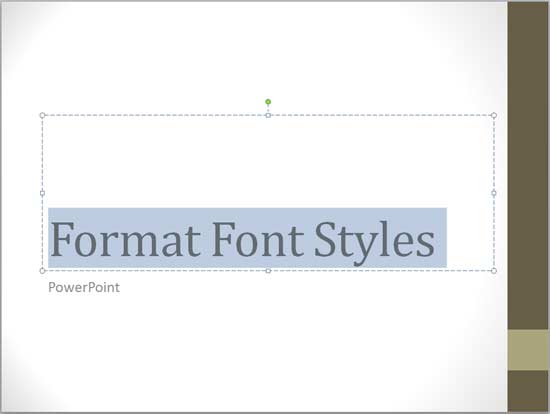 Text on the slide
