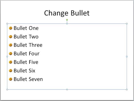 Imported picture added as bullet