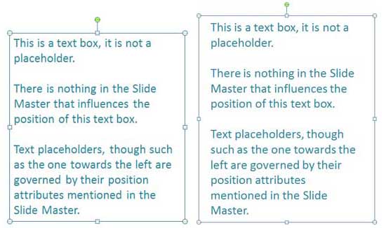 Compare the same text container with differing margins