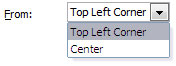 Options within the From drop-down list to decide the anchor point for the text box