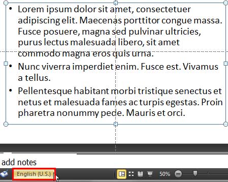 Language button on the Status Bar